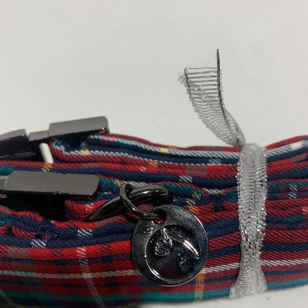 Dogwong Plaid Dog Collar With Bowtie For Medium or Large Dog Brand New